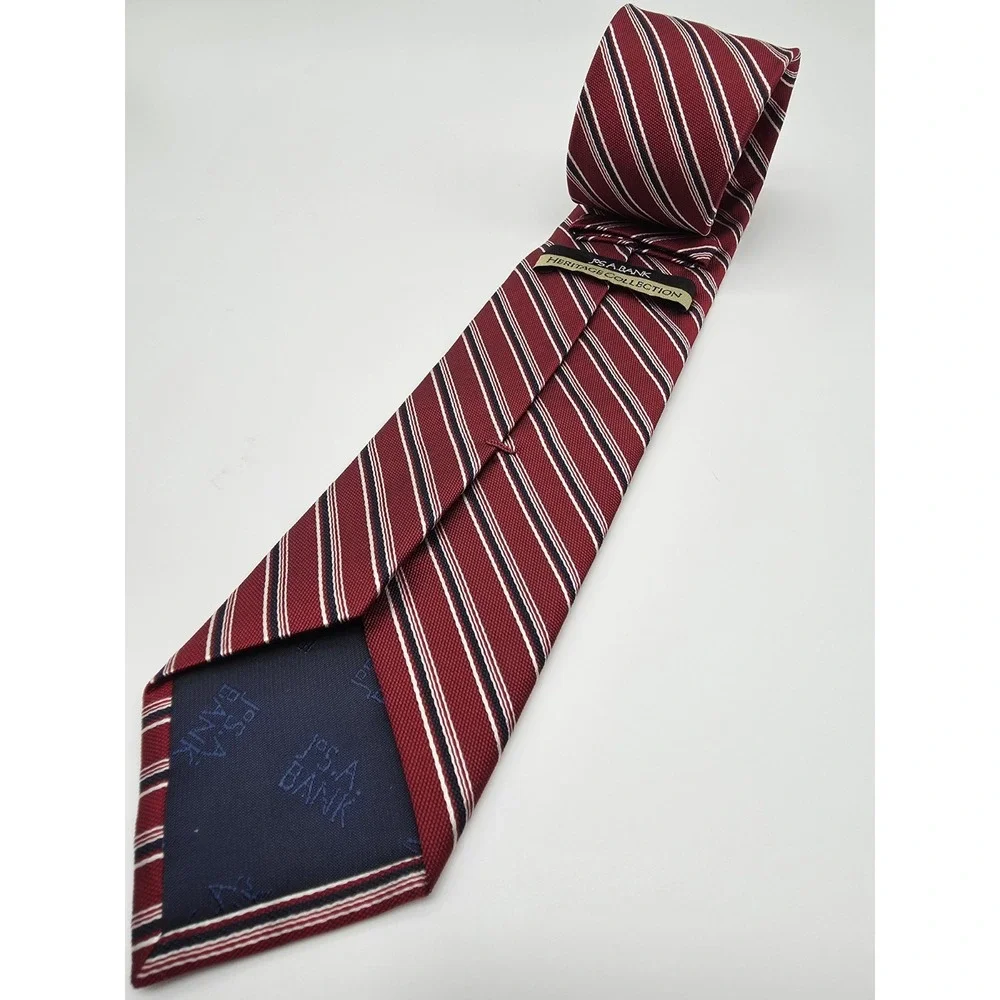 Joseph A Bank Silk Stripped Tie Heritage Collection Red Blue Necktie 3